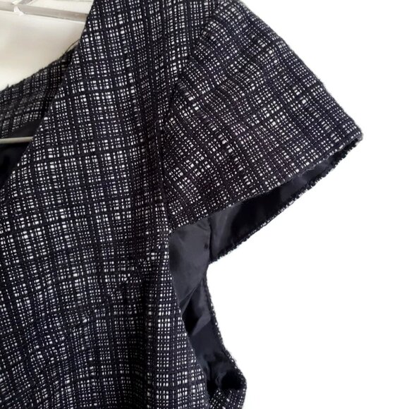 MERONA SHEATH DRESS SIZE 6 PLAID TWEED SIDE ZIPPER SHORT BELT FULLY LINED - Picture 8 of 9